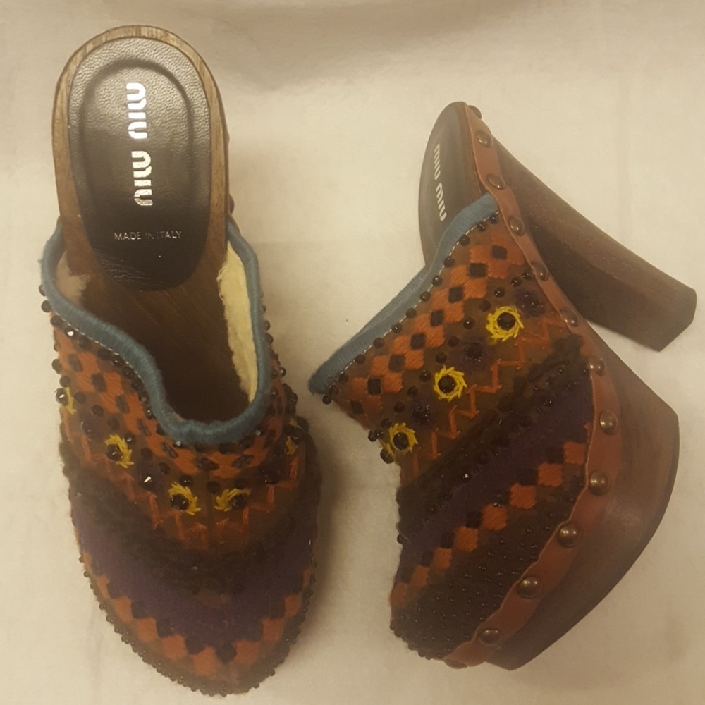 Miu Miu Boho Clogs Size 37.5 - image 3